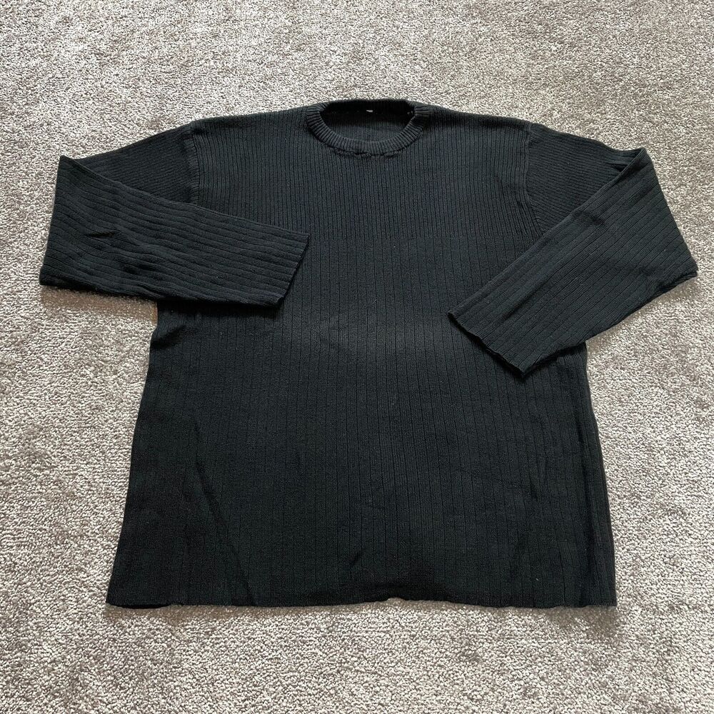Unbranded Sweater Womens Large Black Crew Neck Ribbed Pullover Sweatshirt Ladies